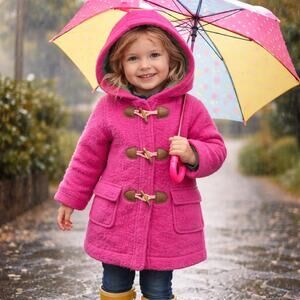 Mini Biden Girls Sz 2-3yr Hot Pink Wool Blend Pea Coat Spring Girly Jacket